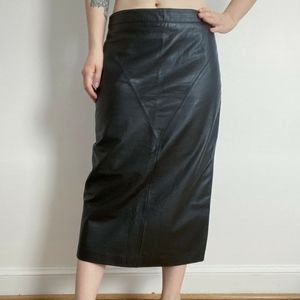 1980's black leather pernil skirt